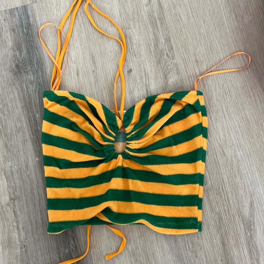 Zara Brazil Striped Halter Top